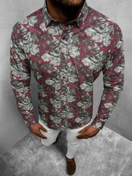 Ανδρικό πουκάμισο μπορντό OZONEE O/3322