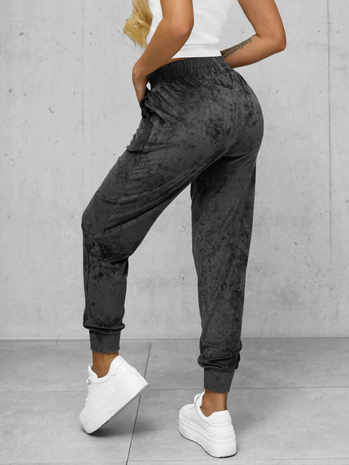 Γυναικείο βελούδινο παντελόνι φόρμας γραφίτη OZONEE JS/92K527/5