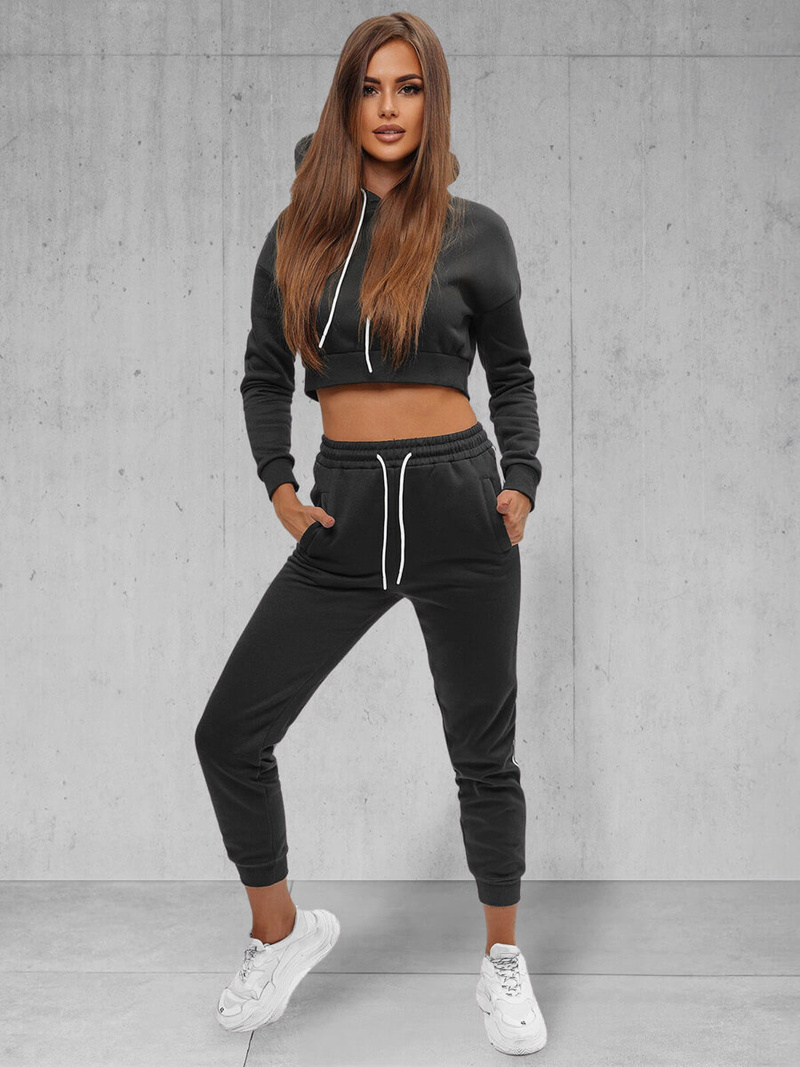 Γυναικείο σετ φόρμας δύο κομματιών mαύρος OZONEE JS/8C67/3Z