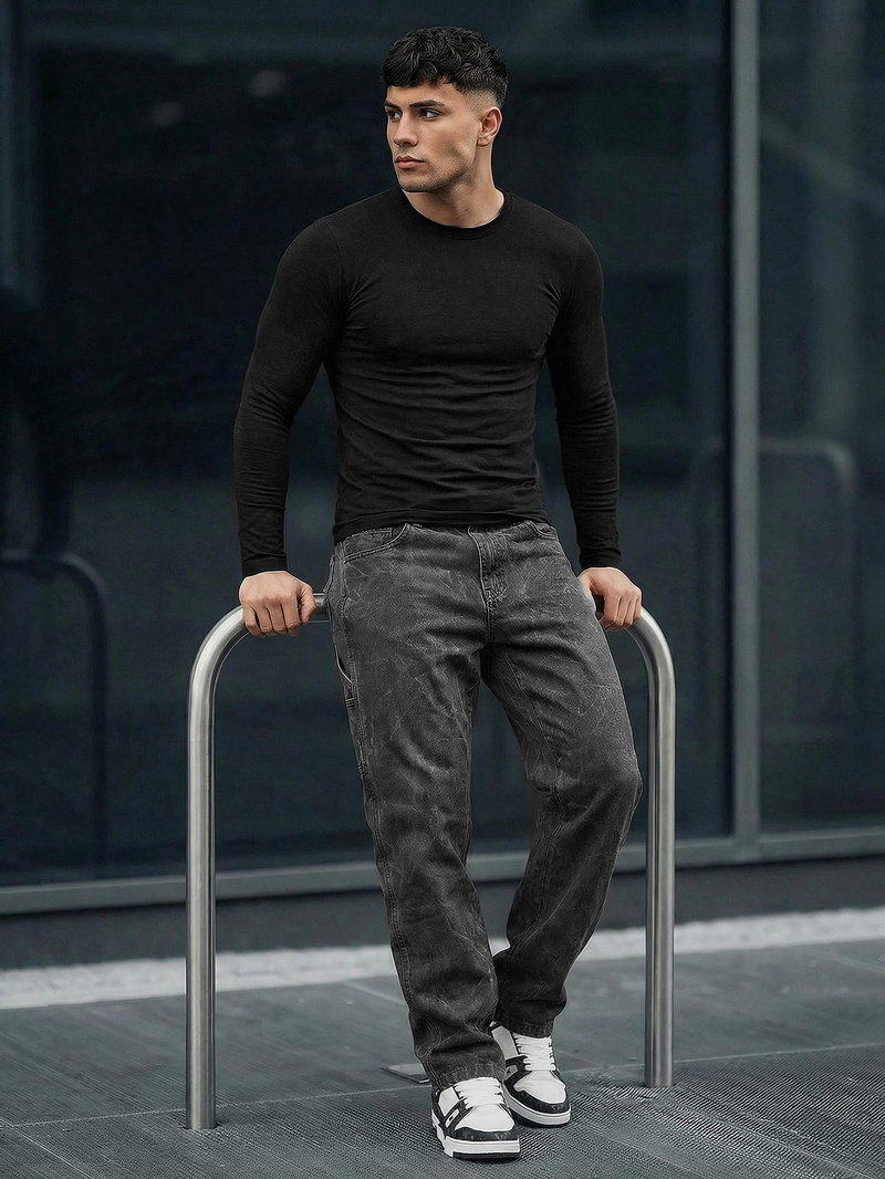 Ανδρικό τζιν παντελόνι γραφίτη OZONEE O/KK2828/5Z