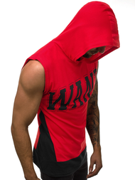 Ανδρικό μπλουζάκι με κουκούλα Κόκκινο OZONEE B/60042Z