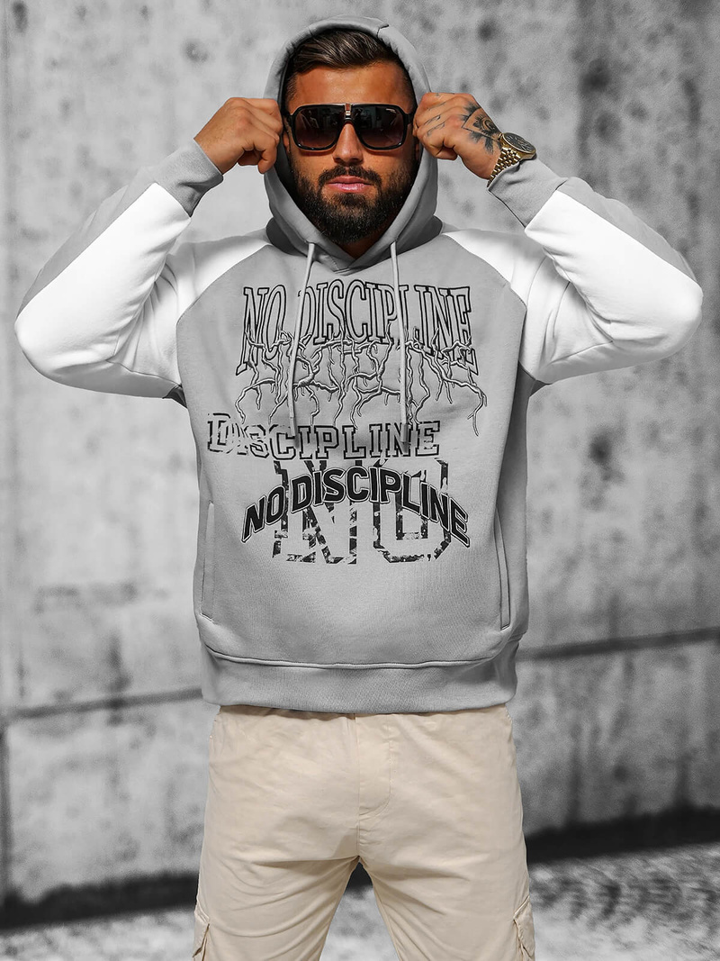 Φούτερ με Κουκούλα Γκρί OZONEE O/SWE23037