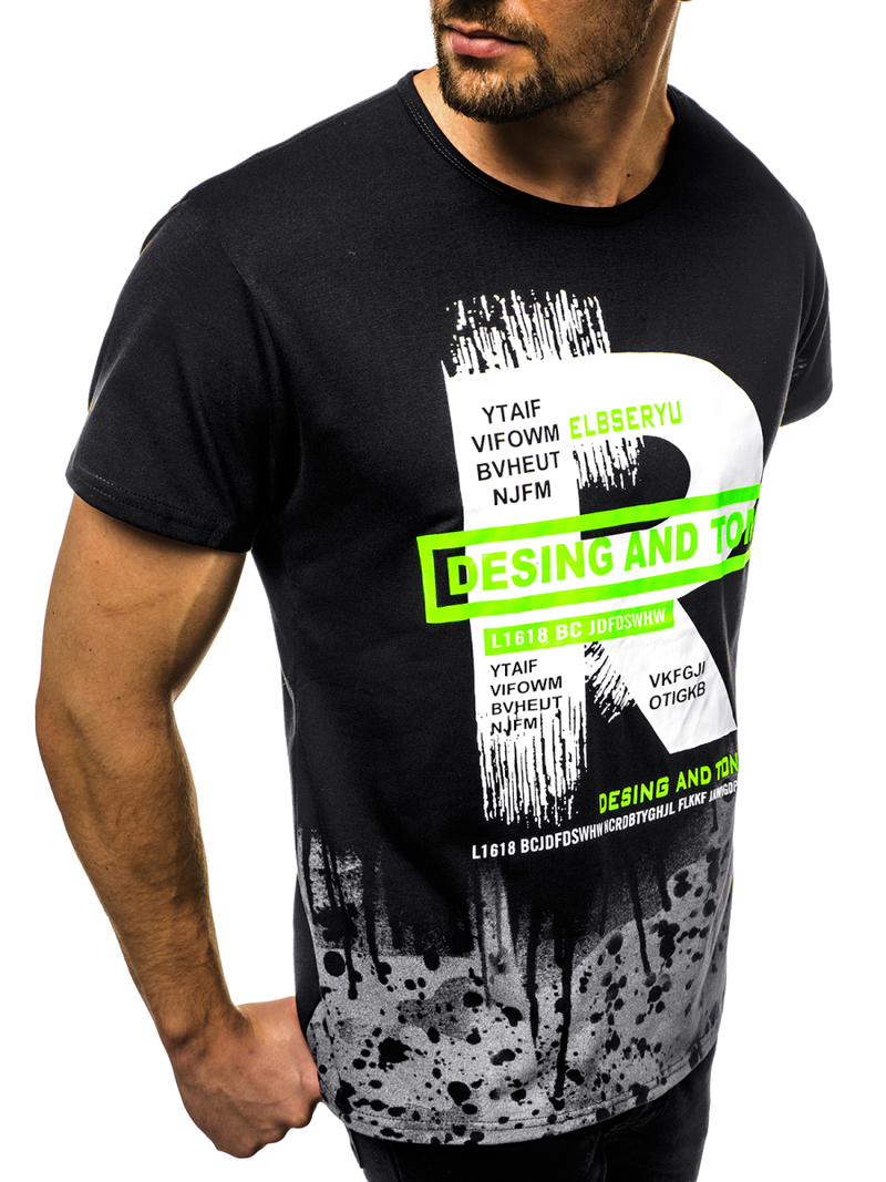 Ανδρικό μπλουζάκι μαύρο OZONEE JS/KS1945