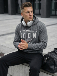 Ανδρικό Φούτερ με Κουκούλα γραφίτη OZONEE JS/8B1737/5