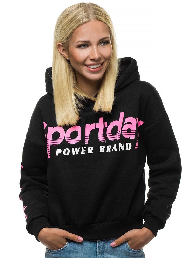 Γυναικείο φούτερ με κουκούλα μαύρο OZONEE JS/KSW2014