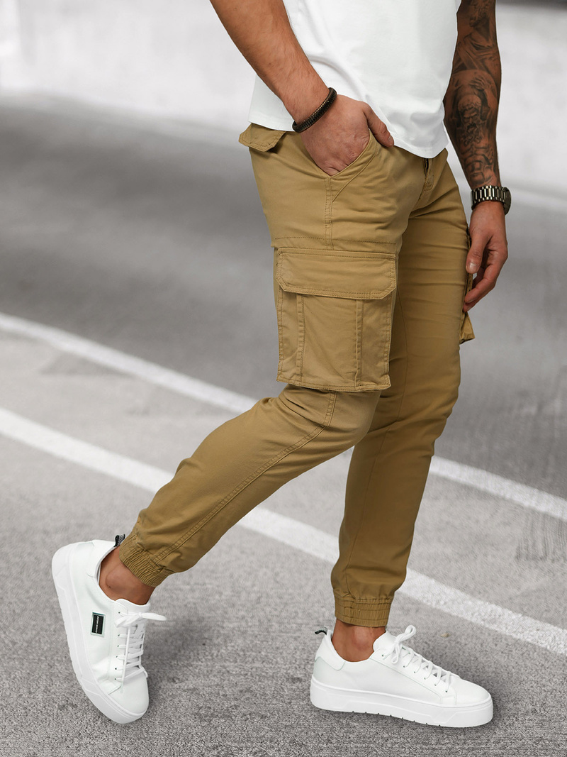 Ανδρικό παντελόνι chino jogger mπεζ OZONEE NB/MP0202KZ