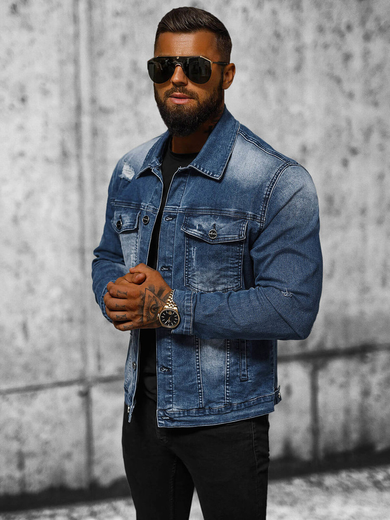 Ανδρικό τζιν μπουφάν Μπλε OZONEE NB/MJ506BZ