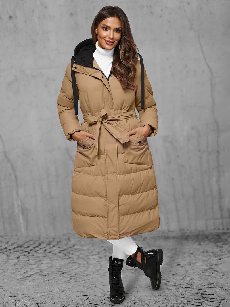 Γυναικείο μπουφάν kαμήλα OZONEE JS/5M3178/84