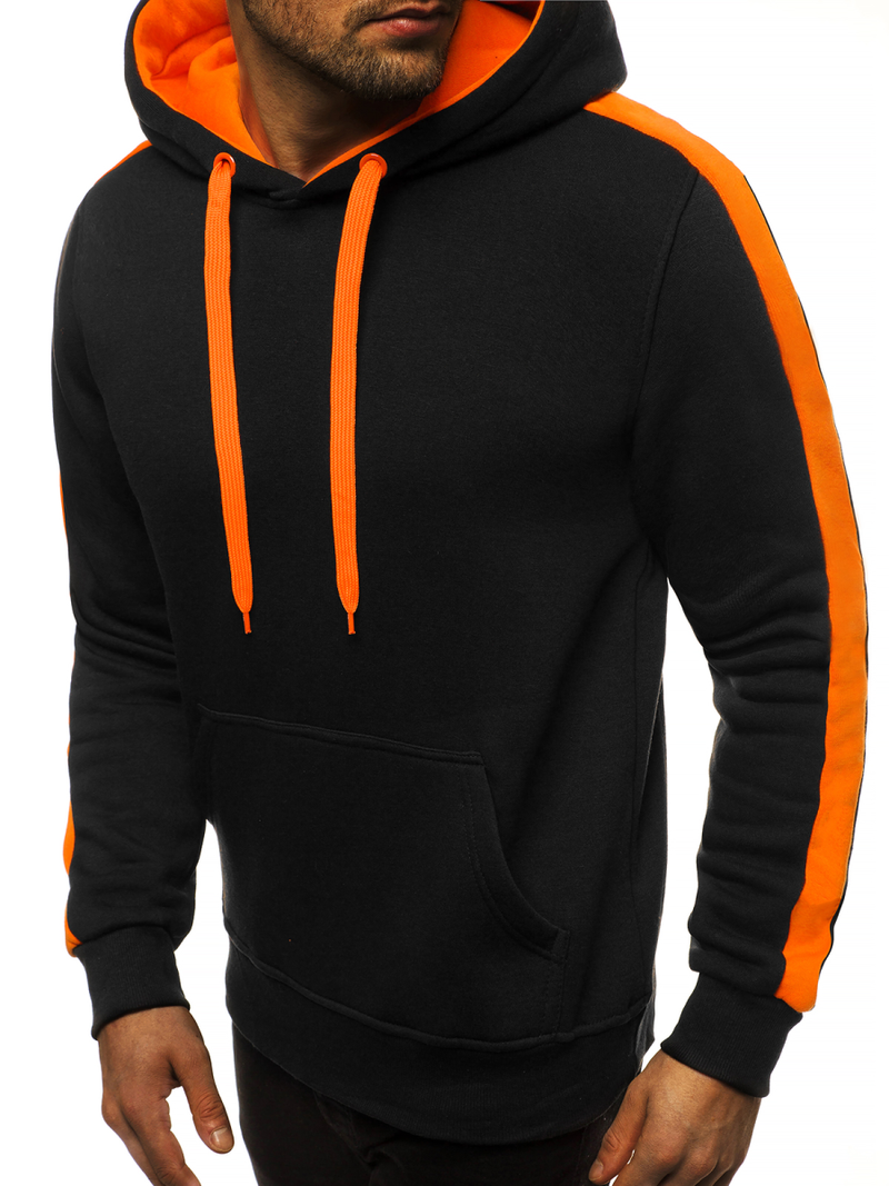 Ανδρικό Φούτερ με Κουκούλα μαύρο-πορτοκαλί OZONEE JS/2012
