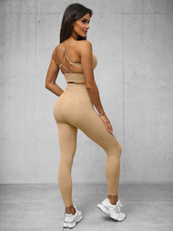 Γυναικείο σετ φόρμας δύο κομματιών mπεζ OZONEE O/YJS7714