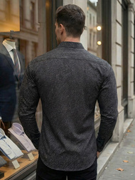 Ανδρικό πουκάμισο μαύρο OZONEE V/V184Z