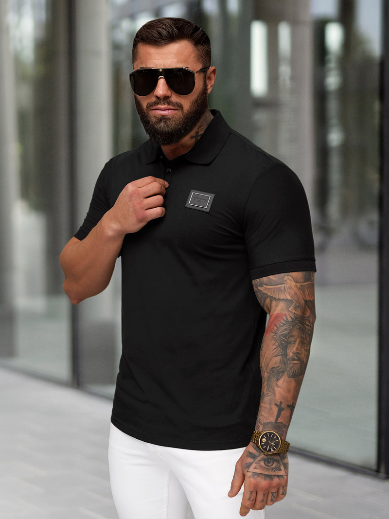 Ανδρική μπλούζα polo μαύρο OZONEE NB/MT3124