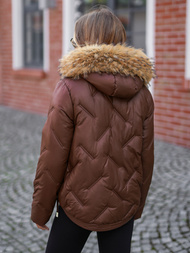 Γυναικείο χειμερινό μπουφάν Σοκολάτα OZONEE JS/5M3331/158