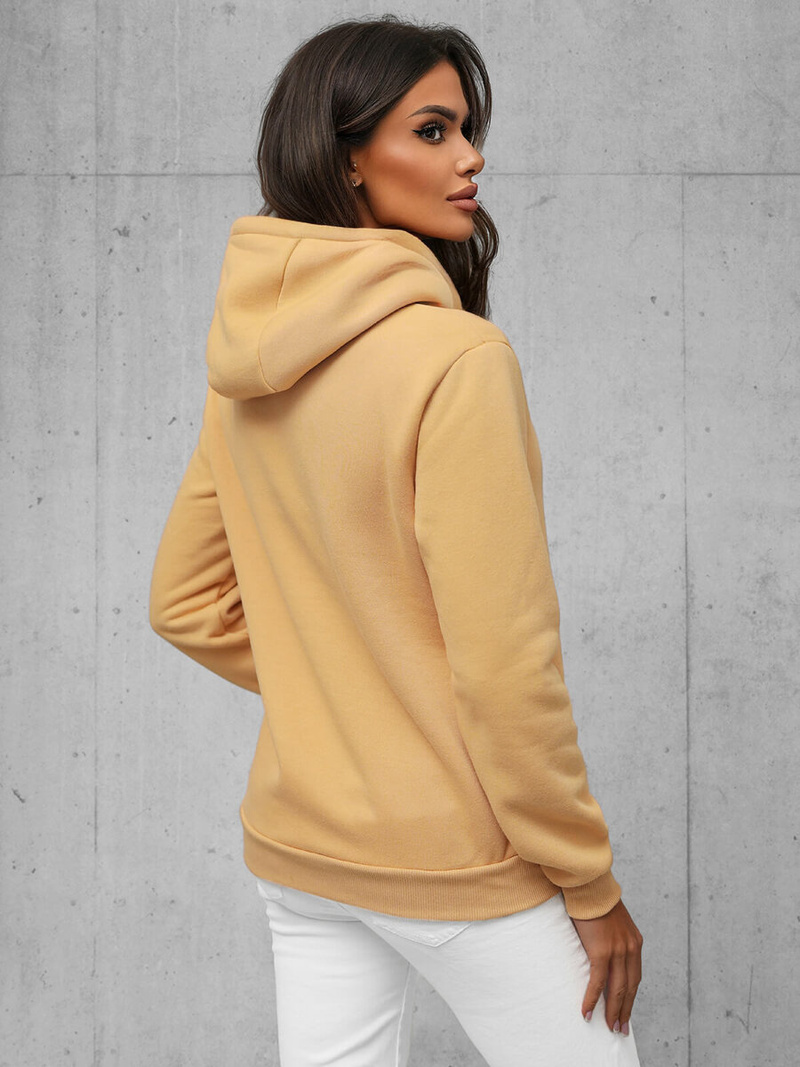 Γυναικείο φούτερ με κουκούλα mπεζ OZONEE JS/W02/160Z