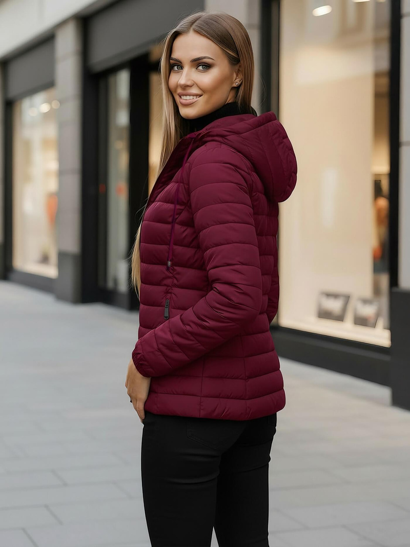 Γυναικείο μπουφάν μπορντό OZONEE JS/16M9103/01Z