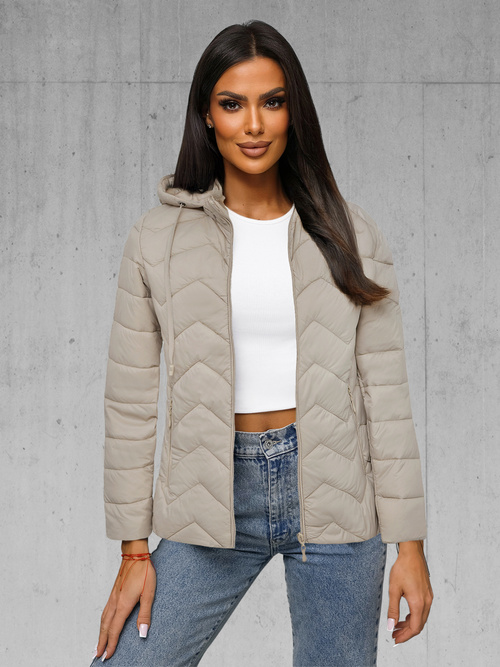 Γυναικείο μπουφάν μπεζ OZONEE JS/16M9232/62