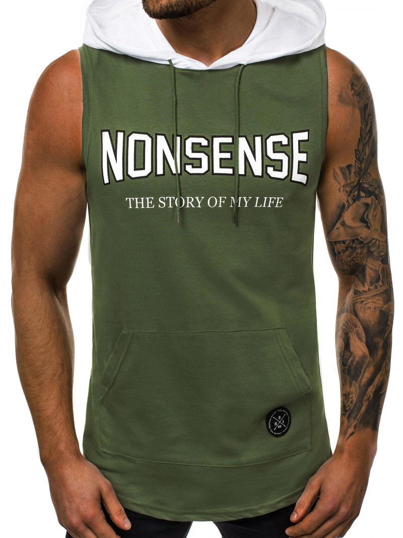 Ανδρικό μπλουζάκι με κουκούλα πράσινο OZONEE MAD/2882Z