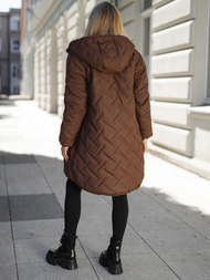 Γυναικείο μακρύ χειμωνιάτικο μπουφάν Σοκολάτα OZONEE JS/5M3352/158