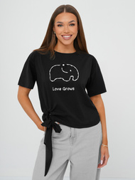 Γυναικείο μπλουζάκι μαύρο OZONEE JS/RJ77247