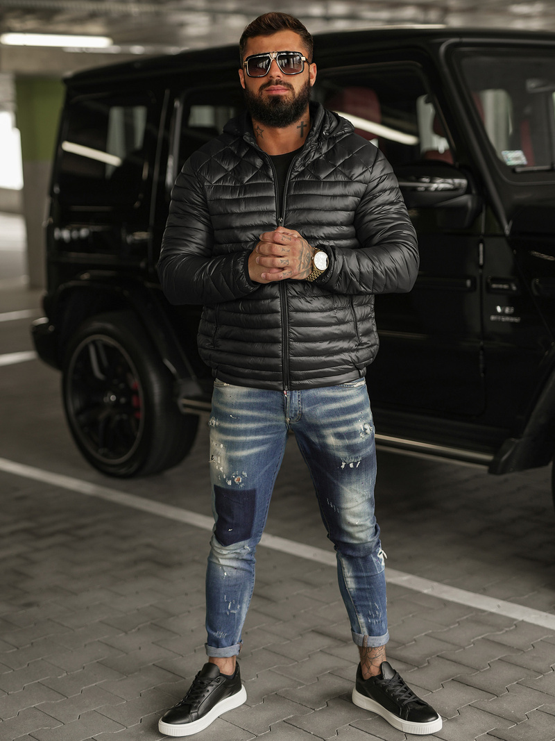 Ανδρικό μπουφάν mαύρος OZONEE JS/16M9328/392BZ