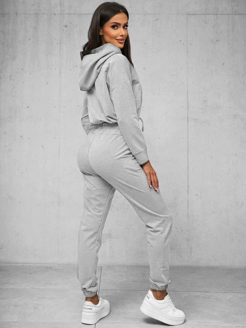 Γυναικείο σετ φόρμας δύο κομματιών ανοιχτό-γκρι OZONEE O/12108Z