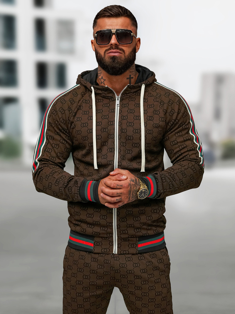 Ανδρικό σετ φόρμας σκούρο-μπεζ OZONEE O/FF5111AB