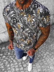 Ανδρικό μπλουζάκι ασπρό-μαύρο OZONEE O/BL61Z