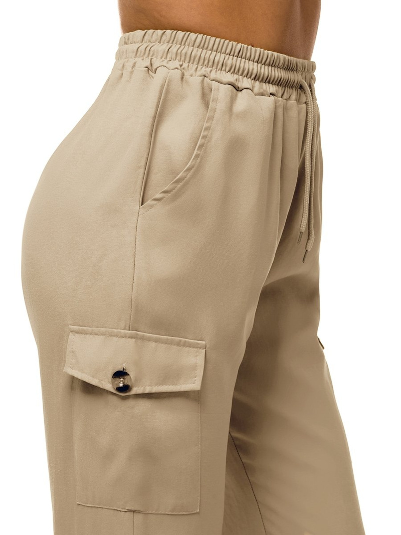 Γυναικείο παντελόνι jogger σκούρο-μπεζ OZONEE O/HM003