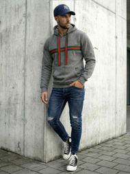 Ανδρικό Φούτερ με Κουκούλα γραφίτη OZONEE JS/8B1735/5Z