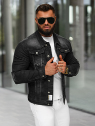 Ανδρικό τζιν μπουφάν μαύρο OZONEE NB/MJ512N