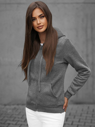 Γυναικείο φούτερ με κουκούλα γραφίτη OZONEE JS/W03Z