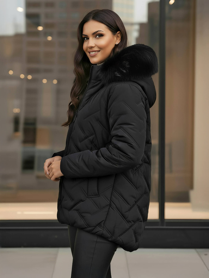 Γυναικείο μπουφάν μαύρο OZONEE JS/16M9296/392Z