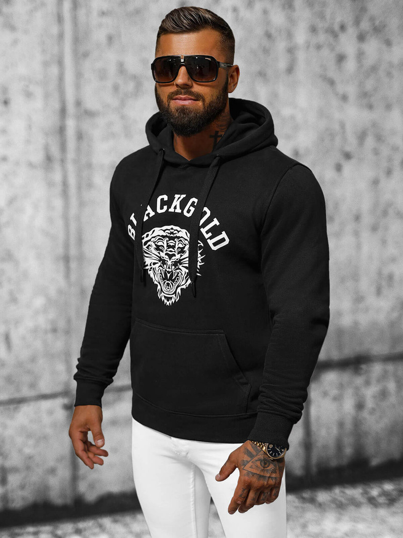 Ανδρικό Φούτερ με kουκούλα μαύρο OZONEE NB/MF2007