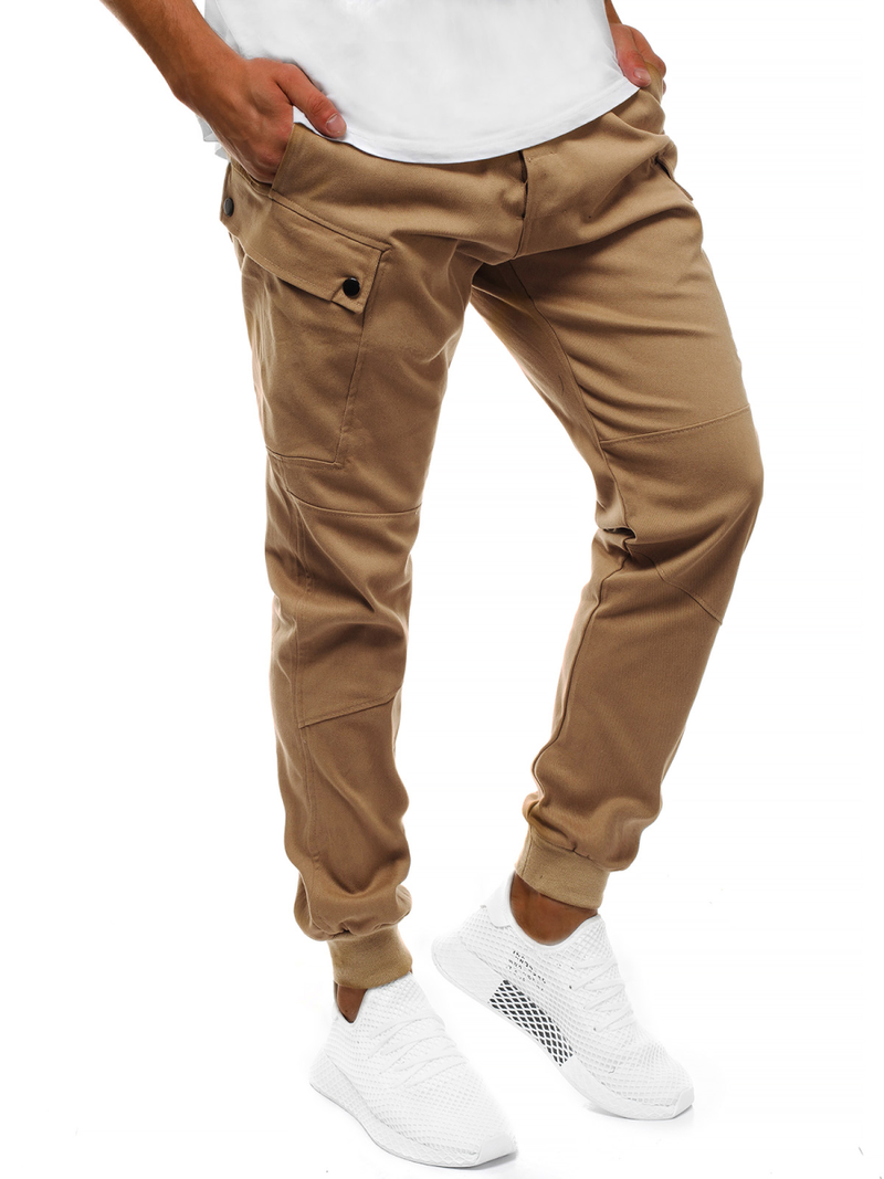 Ανδρικό παντελόνι chino jogger κάμελ OZONEE O/11103