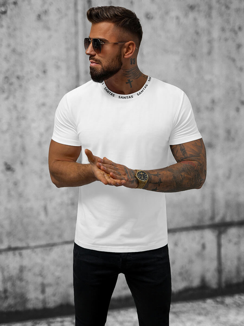 Ανδρικό μπλουζάκι λευκό OZONEE JS/8T228/1