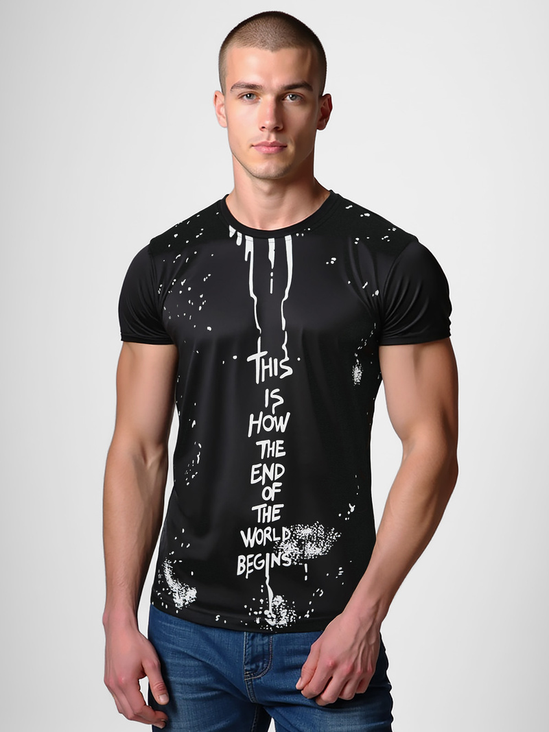 Ανδρικό μπλουζάκι μαύρο OZONEE O/8T1259/3Z