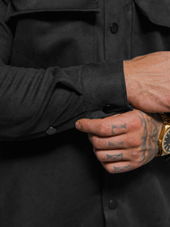 Ανδρικό πουκάμισο mαύρος OZONEE O/GOM23039