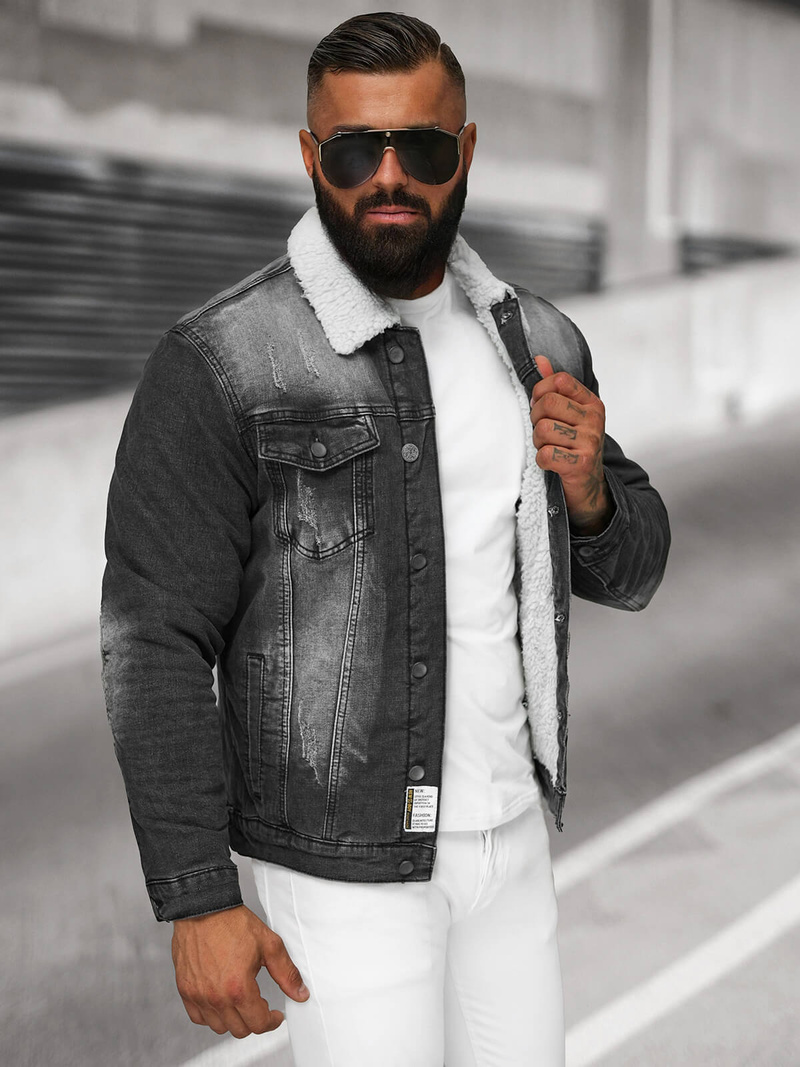 Ανδρικό τζιν μπουφάν σέρπα μαύρο OZONEE NB/MJ513N