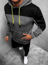 Ανδρικό φούτερ με κουκούλα γραφίτη OZONEE JS/KS2168Z