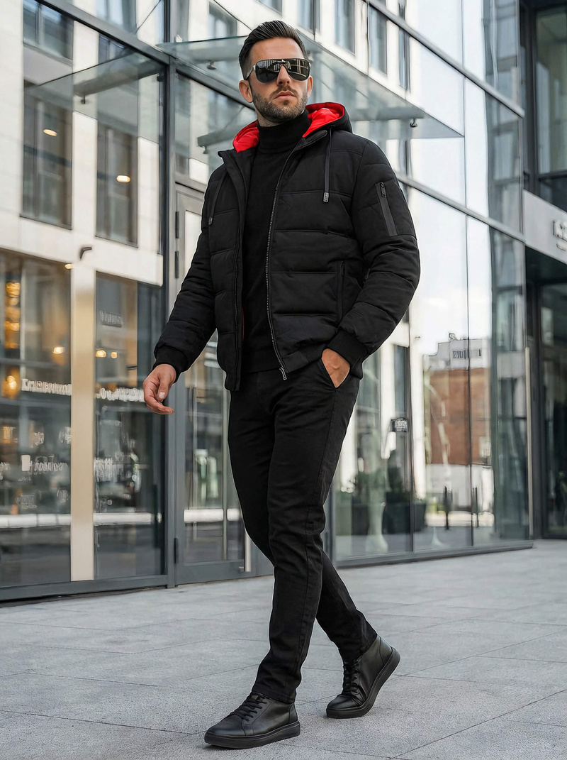 Ανδρικό μπουφάν mαύρος OZONEE JS/31M5003Z