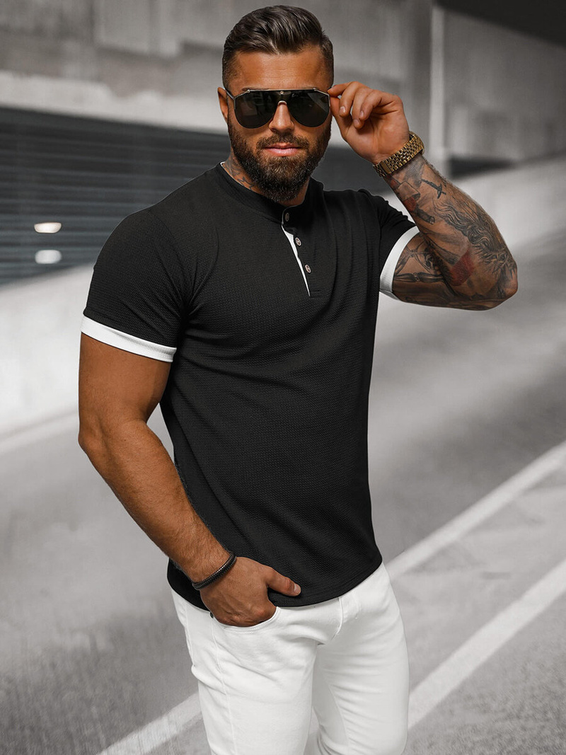 Ανδρικό μπλουζάκι μαύρο OZONEE O/M011