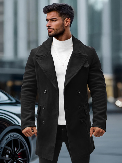 Ανδρικό παλτό μαύρο OZONEE JB/1048Z