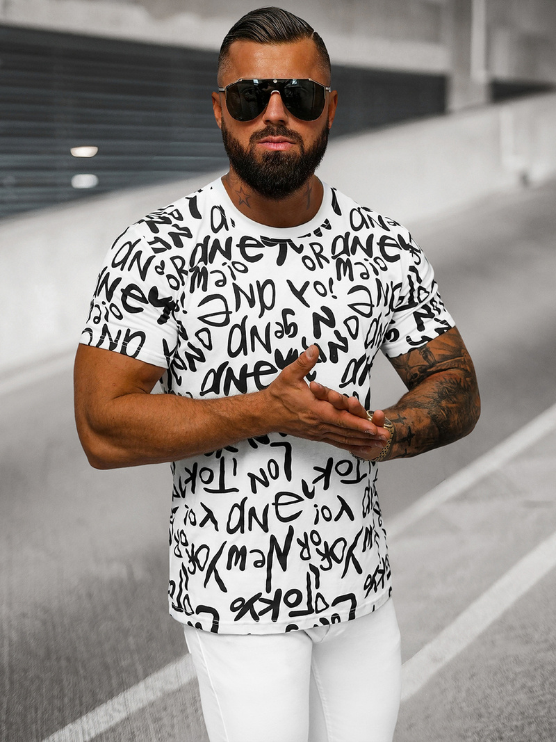 Ανδρικό μπλουζάκι λευκό OZONEE O/T1268/1