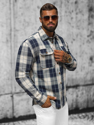 Ανδρικό πουκάμισο σκούρο-ναυτικό μπλε OZONEE NB/MC727BS