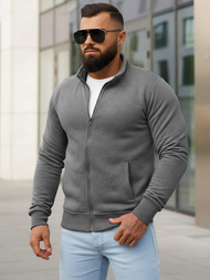 Ανδρικό φούτερ με φερμουάρ σκούρο-γκρι OZONEE JS/2002Z