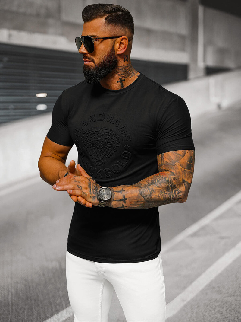 Ανδρικό μπλουζάκι μαύρο OZONEE NB/MT3056Z