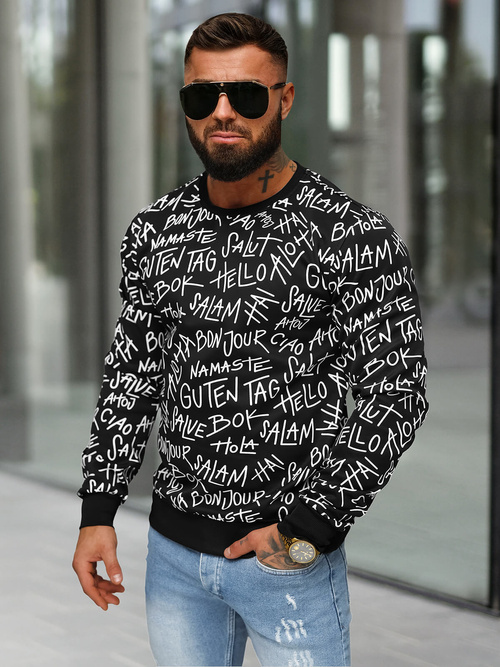 Ανδρικό Φούτερ Mαύρος OZONEE JS/8B1188/3