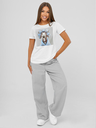 Γυναικείο μπλουζάκι Λευκό και γκρι OZONEE JS/YJ77726