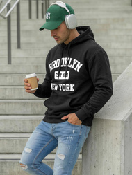 Ανδρικό Φούτερ με Κουκούλα μαύρο OZONEE JS/8B1767/3Z