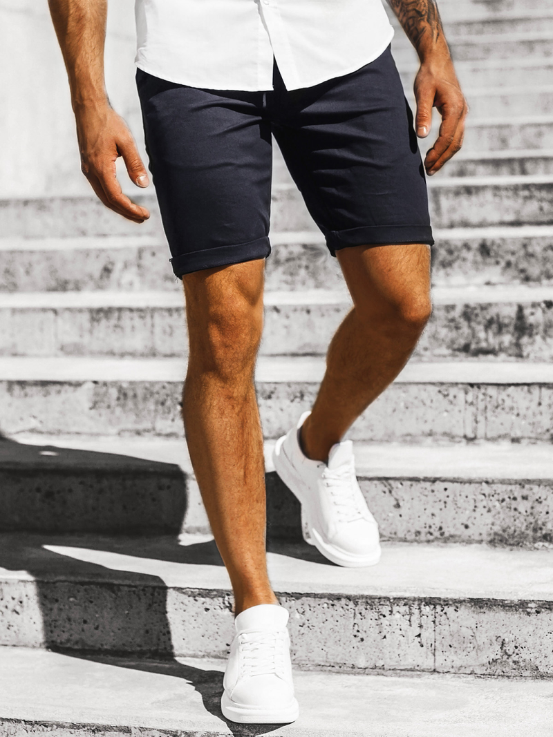 Ανδρικό σόρτς chino σκούρο-ναυτικό μπλε OZONEE DJ/1008